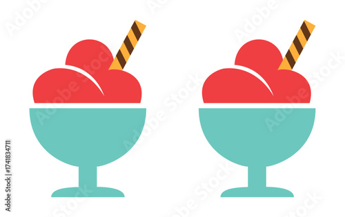 Two scoops of delicious ice cream in a dessert bowl, perfect for food, sweet treat, and summer designs