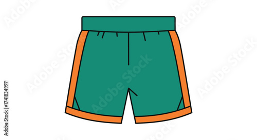 Stylish teal athletic shorts with orange stripes for sports and casual wear clean design