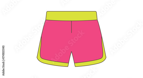 Bright pink and yellow athletic shorts with a comfortable waistband and sporty design perfect for active lifestyles.