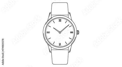 Minimalist wristwatch with white face and leather strap classic timepiece for fashion and style