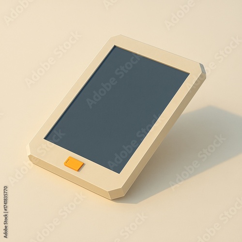 Low poly tablet device with orange button