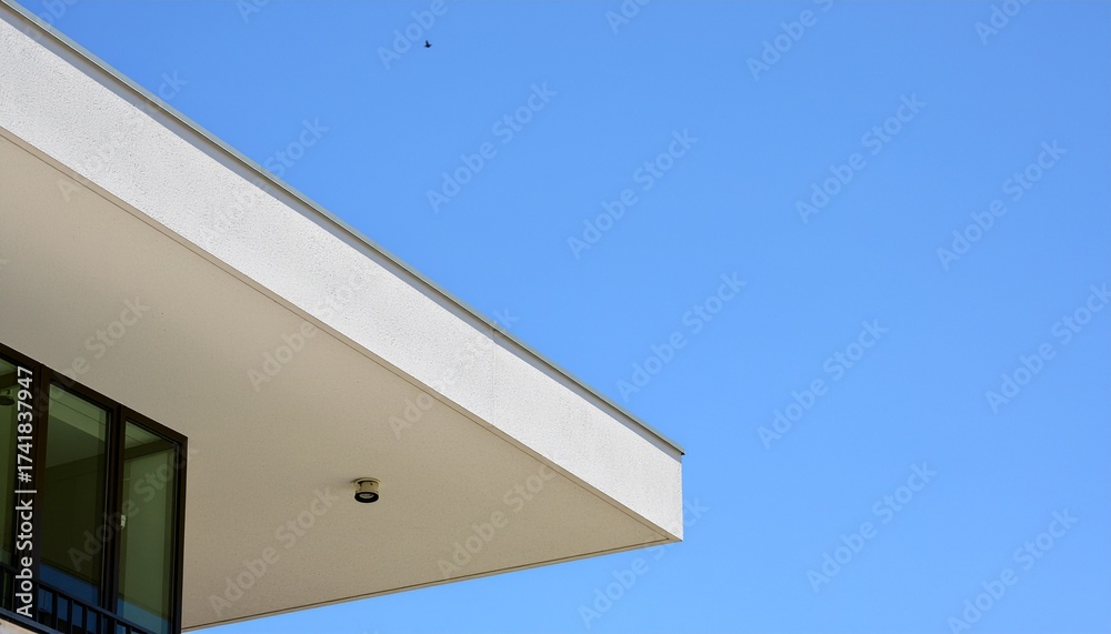 Fototapeta premium Minimalist modern white building against clear blue sky