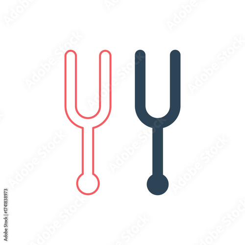 Tuning fork vector illustration icons set