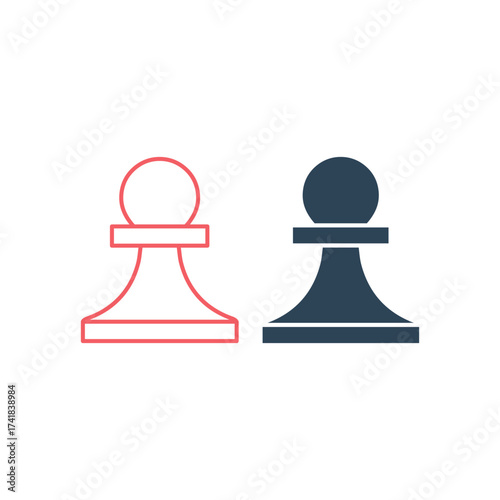 Pawn chess piece vector illustration icons set
