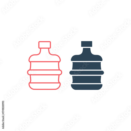 Gallons bottle vector illustration icons set