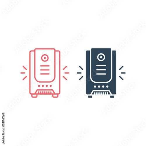 Uninterruptible Power Supply (UPS) vector illustration icons set