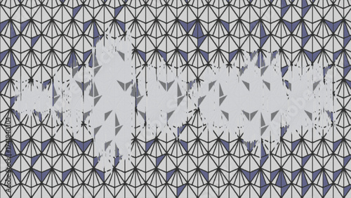 Dark blue and white geometric pattern with paint strokes, abstract design