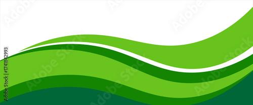 Abstract White and Green wave wide background banner