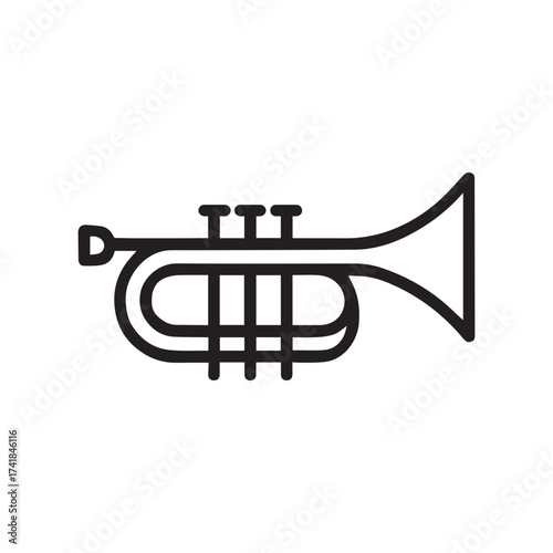 Trumpet Outline Vector – Musical Instrument Icon