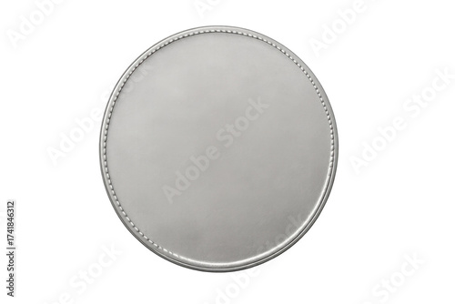Blank silver coin template on transparent background