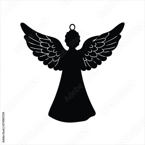 Silhouette of an angel with spread wings creating a classic religious symbol of peace and hope