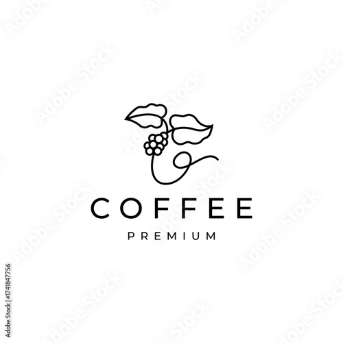 coffee plant logo design with line art design style