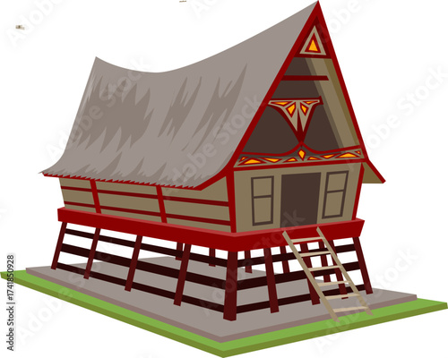 Rumah Bolon Traditional Batak Toba House Vector