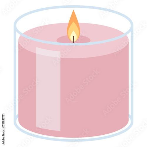 burning aromatherapy candle vector illustration