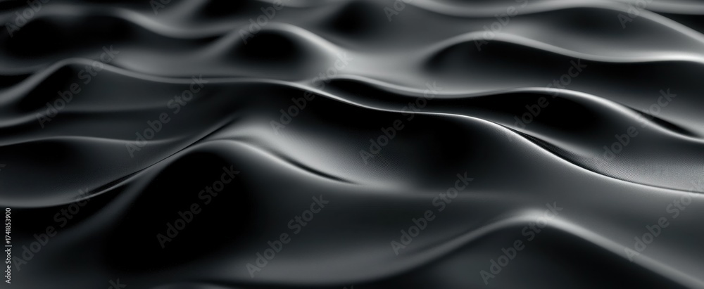 Fototapeta premium Smooth Black Textured Waves Creating Abstract Artistic Background
