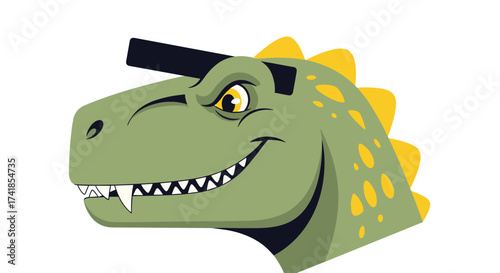 A cartoon dinosaur with a cool hairstyle wearing sunglasses for a stylish look.