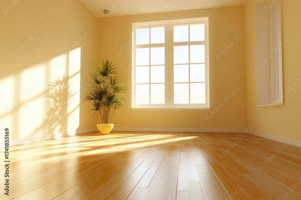 Obraz premium Bright and Airy Room with Natural Light and Indoor Plant Decor