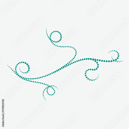 Elegant swirling pattern composed of small circular dots creating a flowing, abstract design on a light