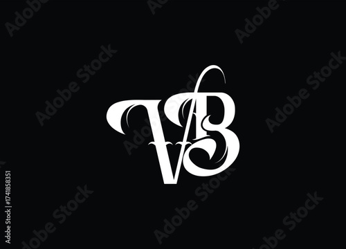 Elegant VB Monogram: A sophisticated black background artfully displays a gracefully designed VB monogram, exuding elegance and timeless charm.