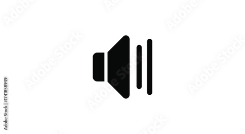 Simple black speaker icon representing sound volume and audio output for digital interfaces