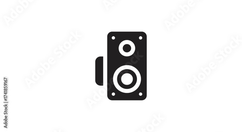 Modern loudspeaker icon for music audio technology and sound systems simple black graphic symbol