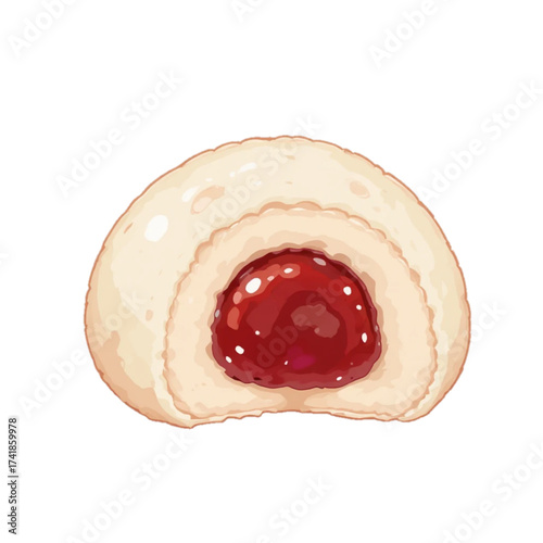 Cartoon illustration of white mochi cake