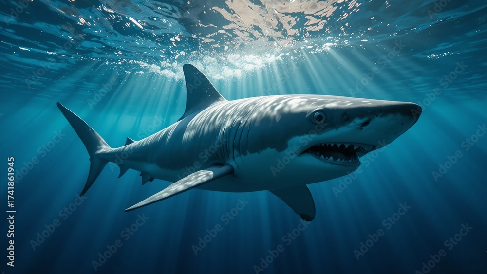 Fototapeta premium Great White Shark Near Surface