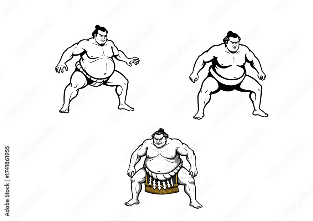 Fototapeta premium Illustration Sumo Wrestler Silhouettes Collection