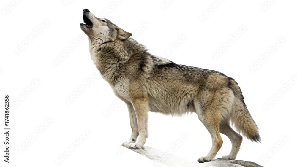 Obraz premium Majestic wolf howling, on transparent background ,