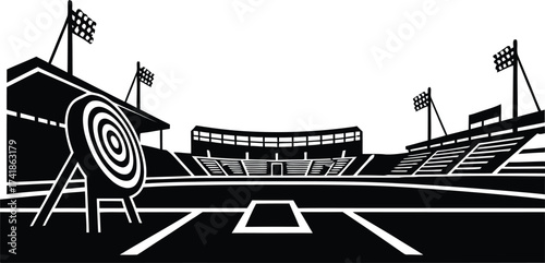 Black and White Archery Range Sports Stadium