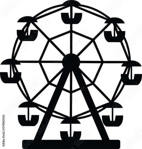 Silhouette of a Ferris wheel amusement ride attraction