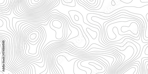The black grey on white contours vector topography stylized height of the lines. The concept of a conditional geography scheme and the terrain path. Ultra wide. Map vector terrain Illustration. 