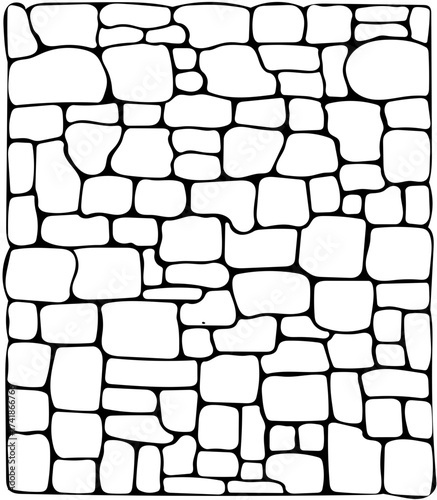 Stone Wall Texture Seamless Tileable Pattern in Black and White