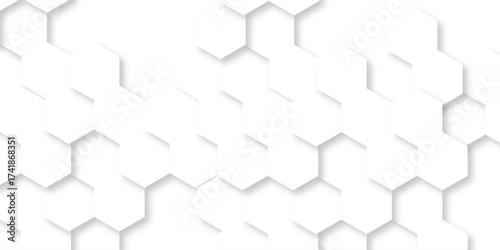 Futuristic abstract emboss white hexagon pattern vector design. Hexagon concept design abstract cube business technology background.	