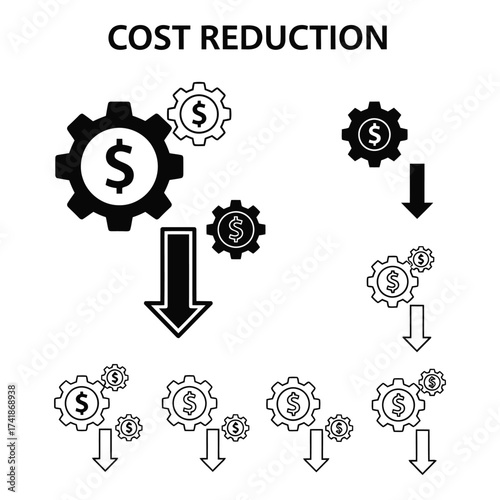 Gear Icon with Arrow Line Art for Process Automation Concept