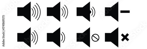 Speaker Set Icon. Sound Icon. volume icon vector illustration