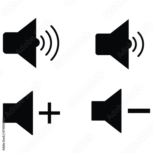 Sound Icon, Speaker icon set. volume icon vector. Sound icon, volume symbol, speaker sign, audio control set.