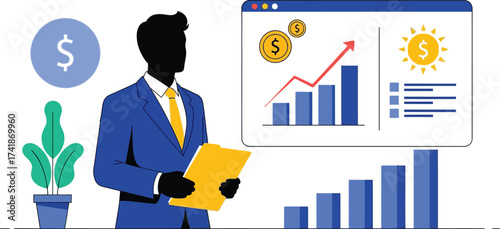Investment growth strategy financial planning and business analysis editable vector