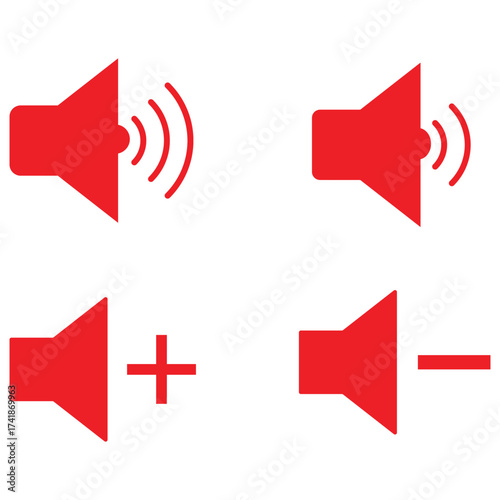 Set of sound icons with different signal levels in a flat style. Vector illustration isolated on white. Speaker icon illustration. Volume icon. vector