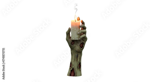 Zombie hand holding candle isolated png transparent background
