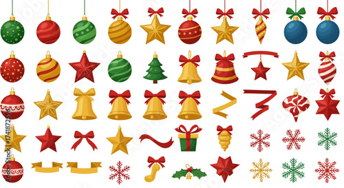 A collection of Christmas icons including star, reindeer, and a Christmas tree. The icons are arranged in a grid, with some icons overlapping each other