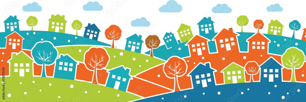Fototapeta premium Colorful houses vector illustration for real estate concept art editable vector
