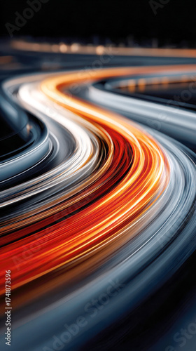 Dynamic Light Trails and Speed Blur Representing High-Speed Data Transfer