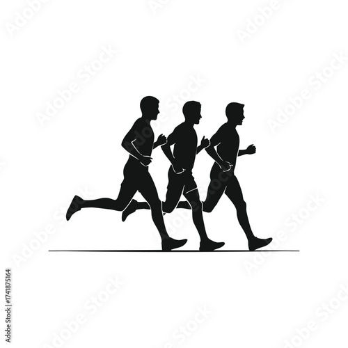 Three individuals jogging together outdoors, engaging in physical activity and exercise in a natural setting
