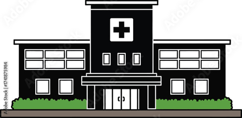 Find local hospital building healthcare facility medical center editable vector