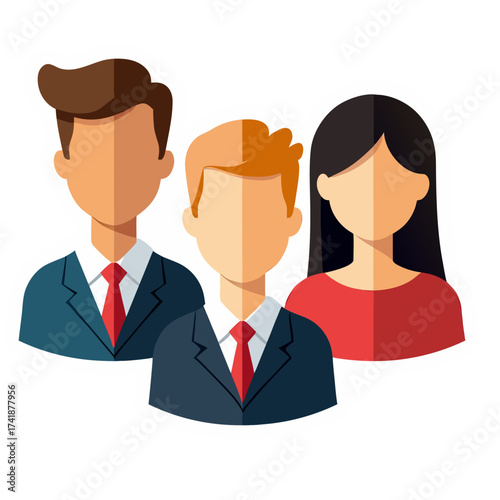 Illustration of team members team work people group staff employees colleagues business professionals teamwork 