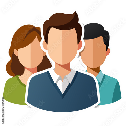Teamwork group collaboration business people team community partnership office employee staff together concept vector sticker icon
