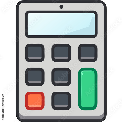 Calculator math finance accounting calculation business mathematics device tool numbers office keypad add subtract vector sticker icon