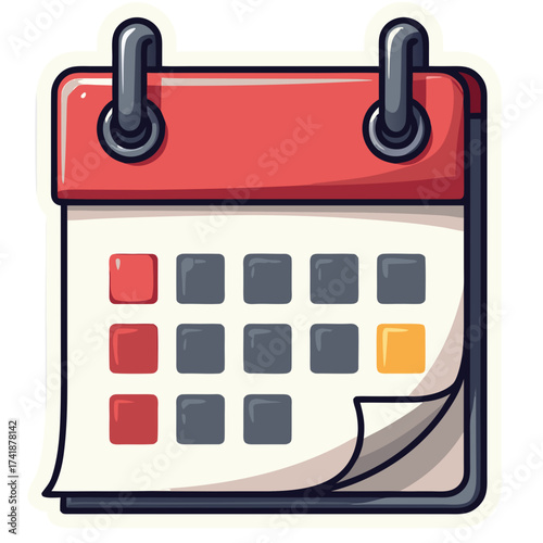 Calendar date schedule event appointment reminder agenda month day office business planning meeting time task vector sticker icon