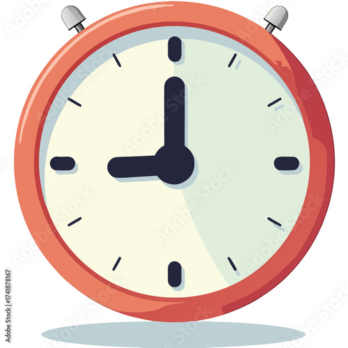 Illustration of a clock alarm time design showing nine oclock deadline reminder watch timer round graphic vector sticker icon